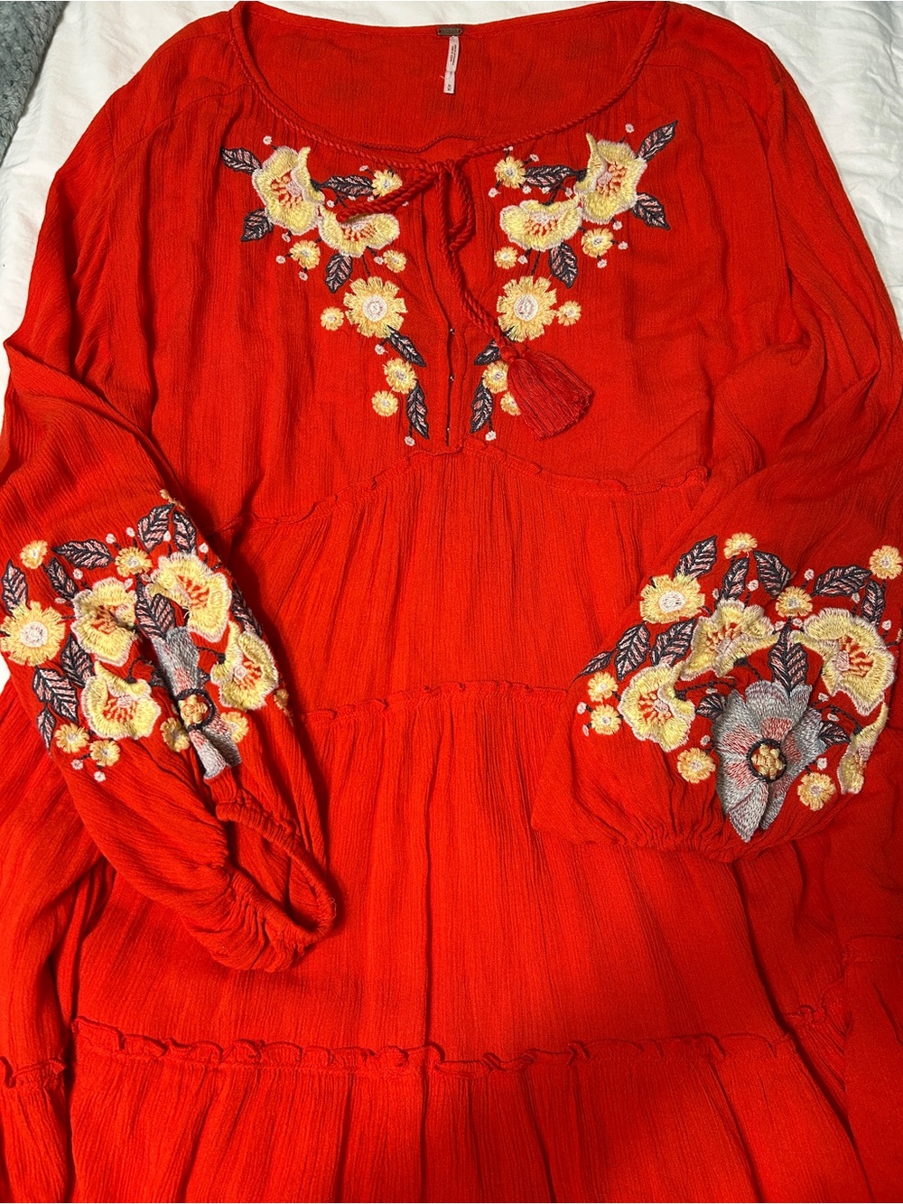 Free People Spell On You Embroidered Mini Dress in Poppy Combo